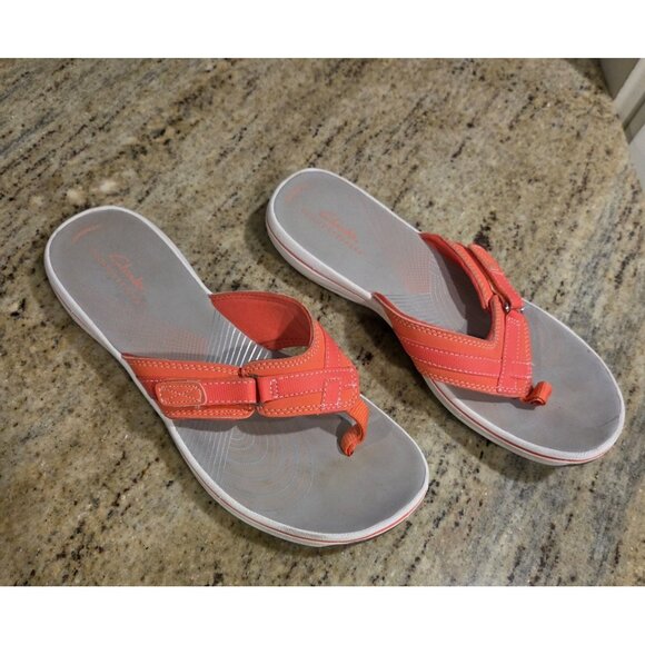 Women's Size 9 Clark Cloudstepper  Flip Flop Thong Orange - Picture 1 of 13